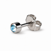 Caflon Aquamarine 4mm stud earrings with light blue stone, stainless steel