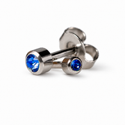 Caflon Mini Sapphire 3mm stud earrings with blue stone, stainless steel