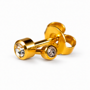 Caflon Mini Crystal 3mm stud earrings with clear stone, gold plated