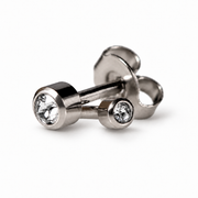 Caflon Mini Crystal 3mm stud earrings with clear stone, stainless steel
