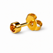 Caflon Topaz 4mm stud earrings with orange stone, gold plated