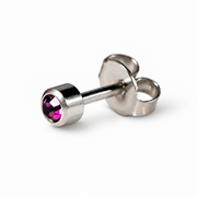 Caflon Amethyst 4mm stud earrings with purple stone, stainless steel