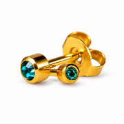 Caflon Mini Blue Zircon 3mm stud earrings with blue stone, gold plated