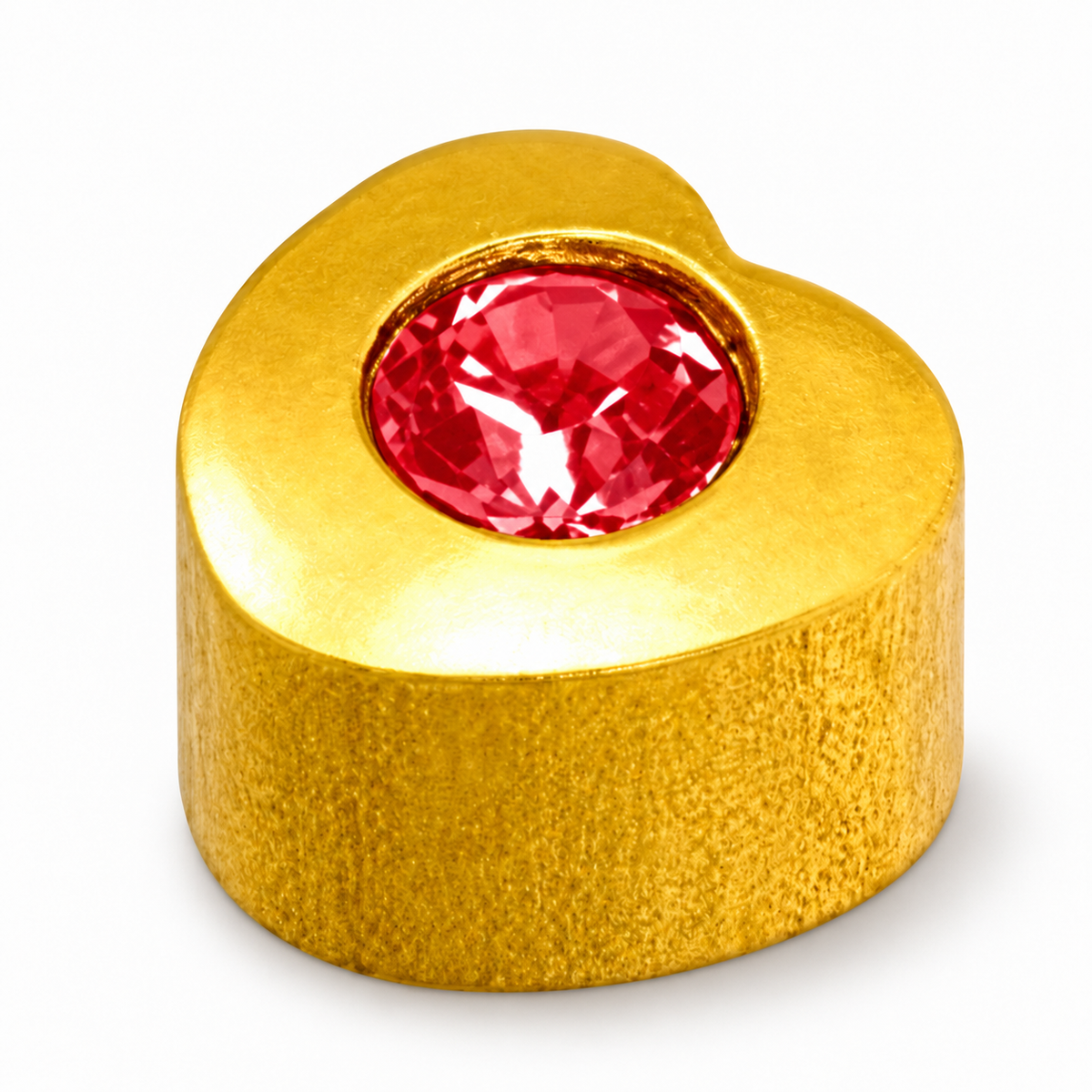 Caflon Heart Ruby 4mm stud earrings with red stone, gold plated