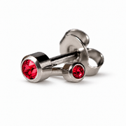 Caflon Mini Ruby 3mm stud earrings with red stone, stainless steel