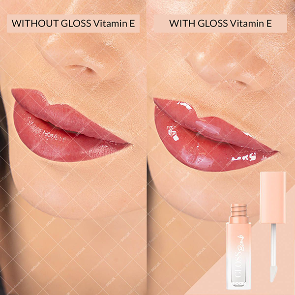 Biotek Gloss Bomb vitamin E lip care presentation